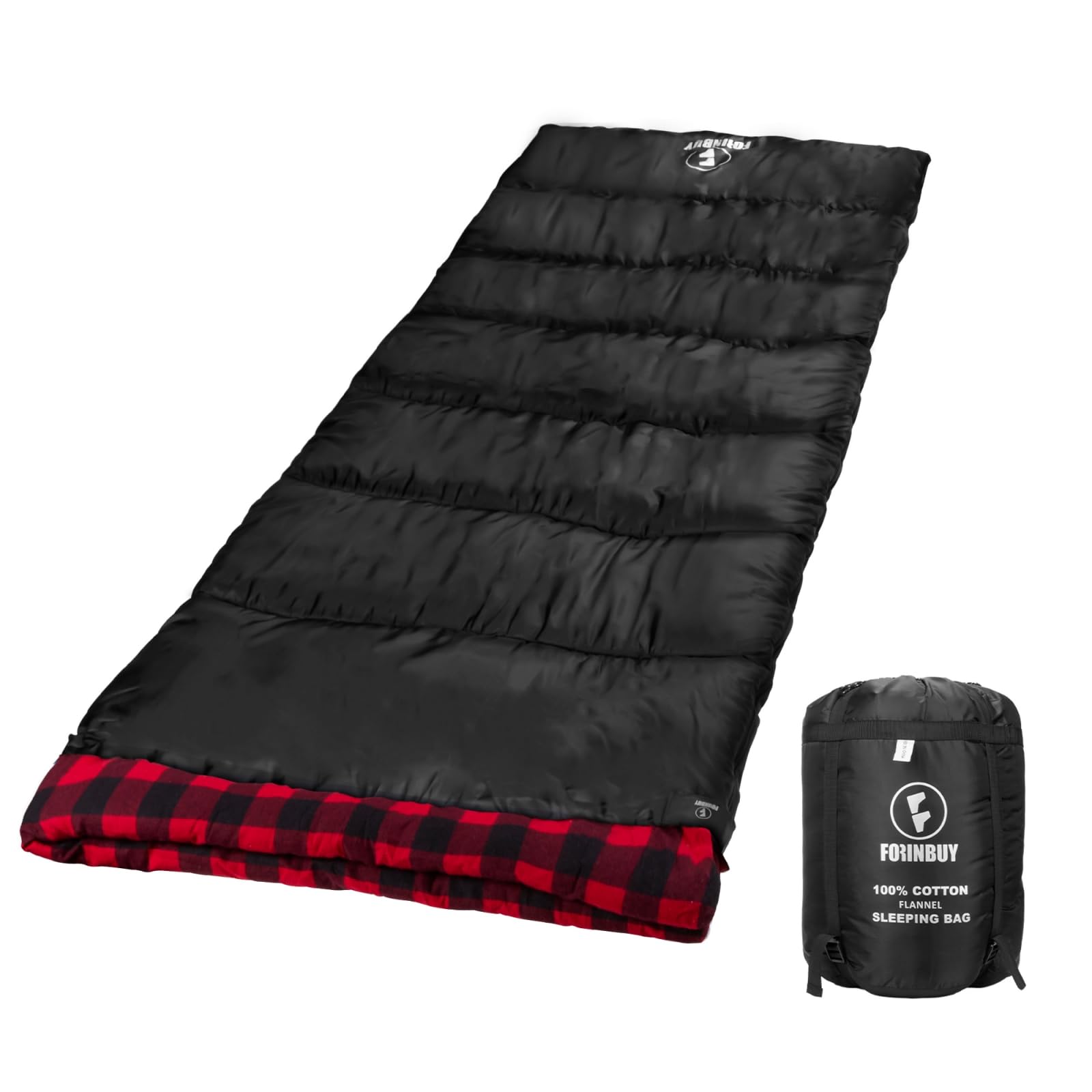 Forinbuy Cotton Flannel Sleeping Bag For Adults, Xl Cold Weather Sleeping Bags, 3-4 Season Waterproof Warm Envelope Sleeping Bag