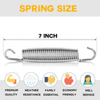 Zhent Trampoline Springs 7 Inch Heavy Duty Galvanized 60Si2Mn Trampoline Replacement Parts Accessories With Tool,Suitable For Sk