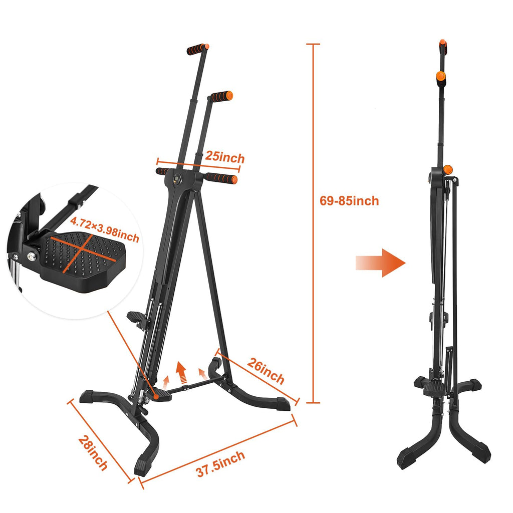 Vertical Climber Exercise Machine For Home Gym With 4 Metal Guide Rails Folding Exercise Climber Cardio Workout Machine 5-Level