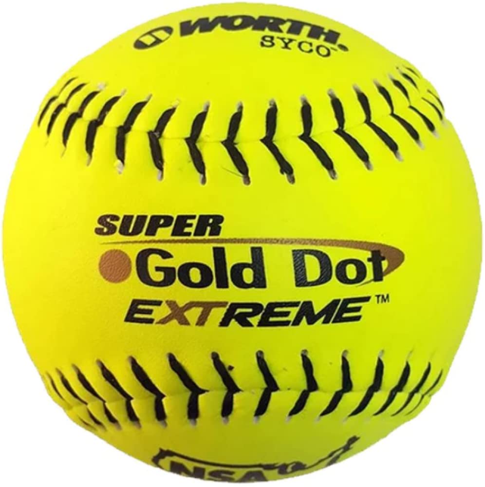 Worth | Slowpitch Softballs | 12 | NSA Approved | Pro Comp Super Gold Dot XT | 12 Count