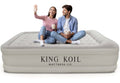 King Koil Luxury Queen Size Air Mattress With Built-In Pump, Plush Top, Home Camping Guests Inflatable Airbed, Double High Blow 
