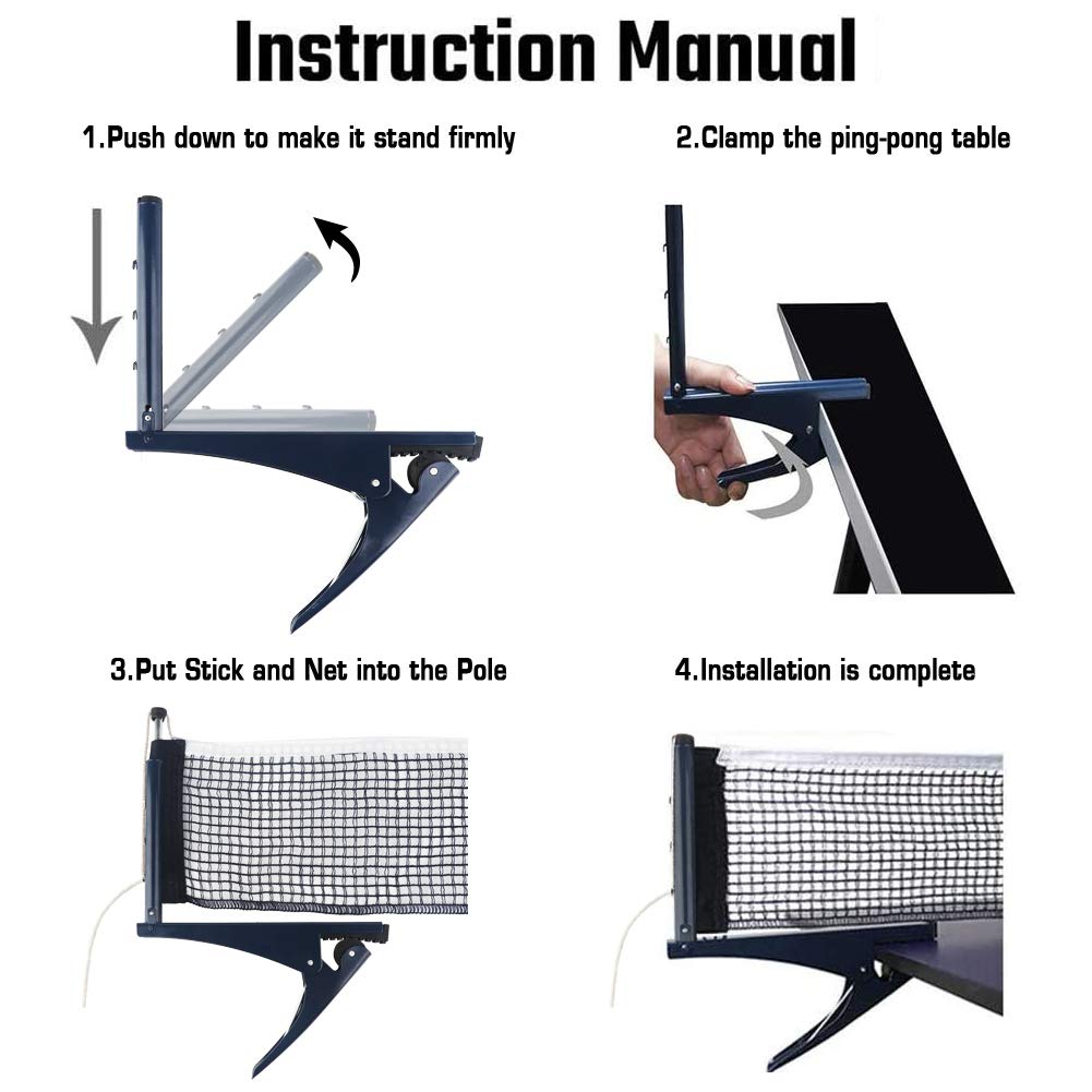 Yiliaw Collapsible Table Tennis Net 72Professional Steel Pingpong Net Clip Grip Mesh Training Competition Portable Tension Adjus