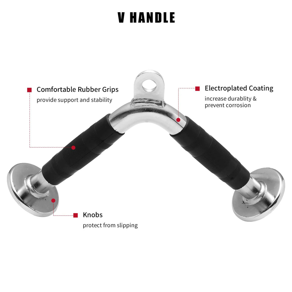 Dynasquare Tricep Press Down Cable Machine Attachment, Lat Pulldown Attachments, Home Gym Accessories, Double D Handle, V-Shaped