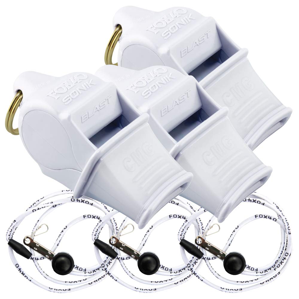 Fox 40 Sonik Blast Cmg W/Breakaway Lanyard 3 Pack (White)