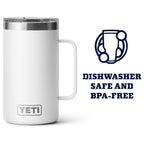 Yeti Rambler 24 Oz Mug, Vacuum Insulated, Stainless Steel With Magslider Lid, White