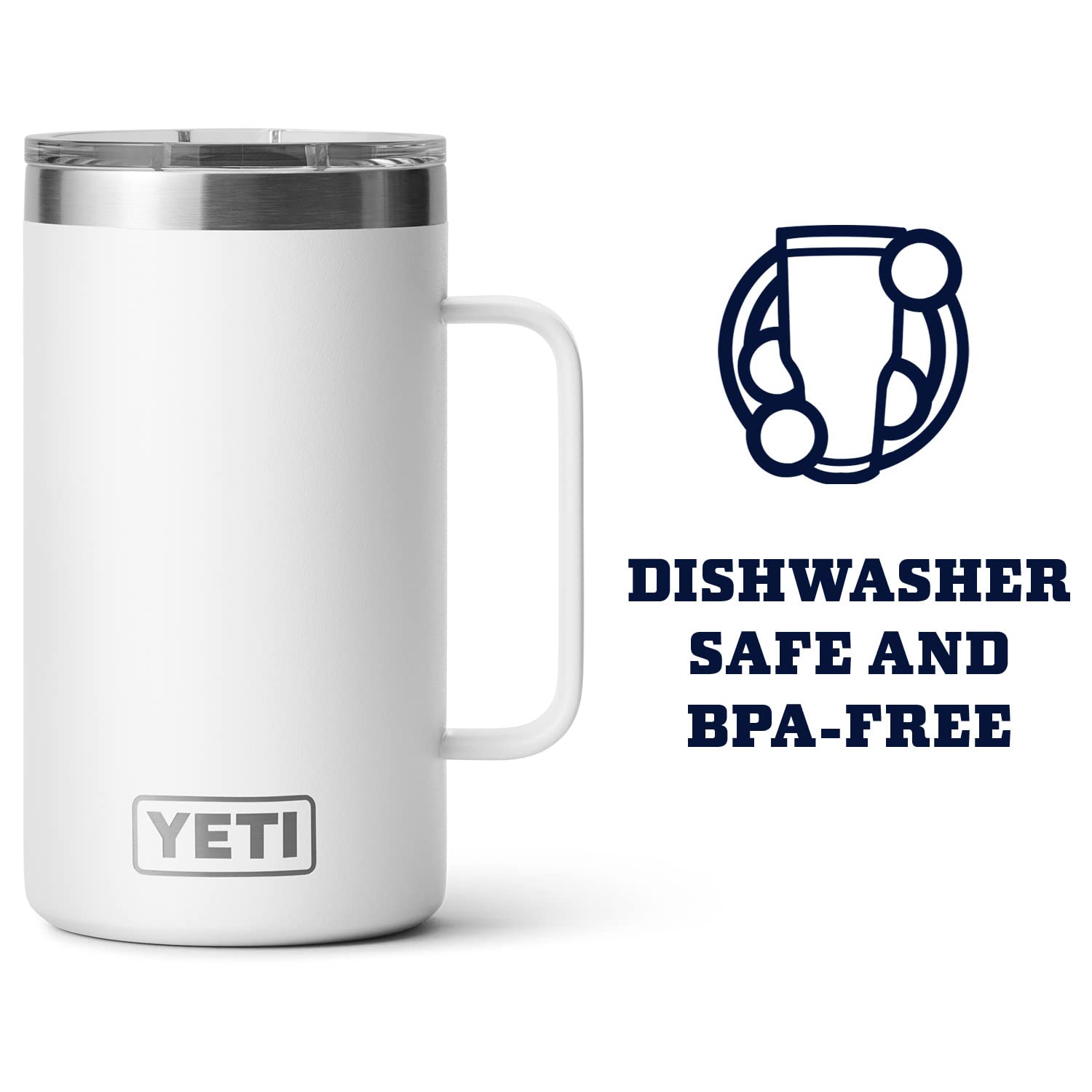 Yeti Rambler 24 Oz Mug, Vacuum Insulated, Stainless Steel With Magslider Lid, White