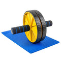 VEXOFIT Double Wheel Ab Roller with Knee Mat | Abdominal Exercise Wheel for Core Workout | Dual Wheel Design | Yellow & Blue | H