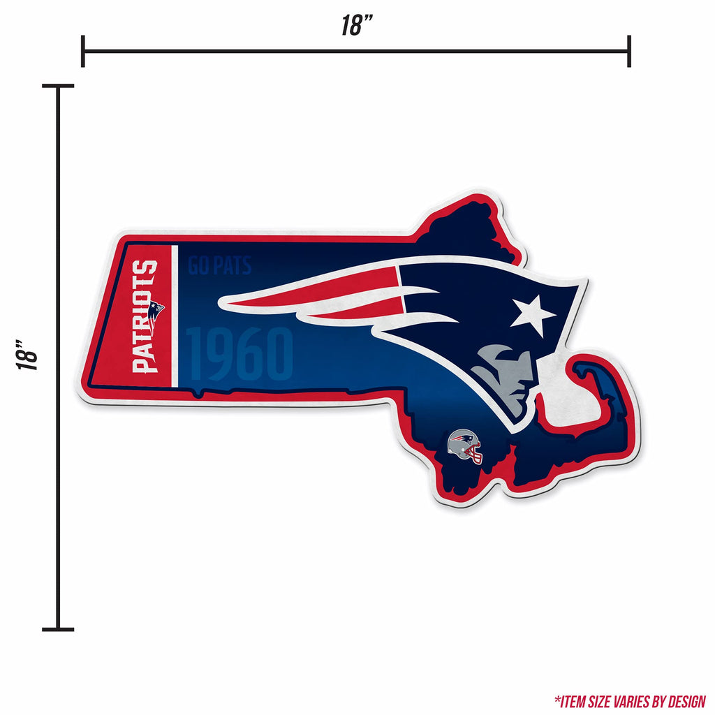 Rico Industries Nfl Football New England Patriots State Shape Shape Cut Pennant - Home And Living Room D  Cor - Soft Felt Ez To