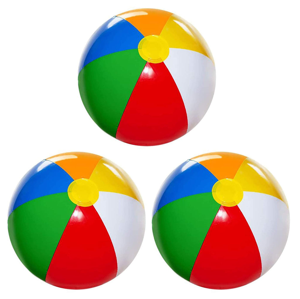 4E'S Novelty Beach Balls 3 Pack 20'' Inflatable For Kids - Toys & Toddlers, Pool Games, Toy Classic Rainbow Color
