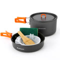 Odoland 9Pcs Camping Cookware Non-Stick Lightweight Camping Pots And Pans Set With Plastic Bowls Soup Spoon For Camping, Backpac