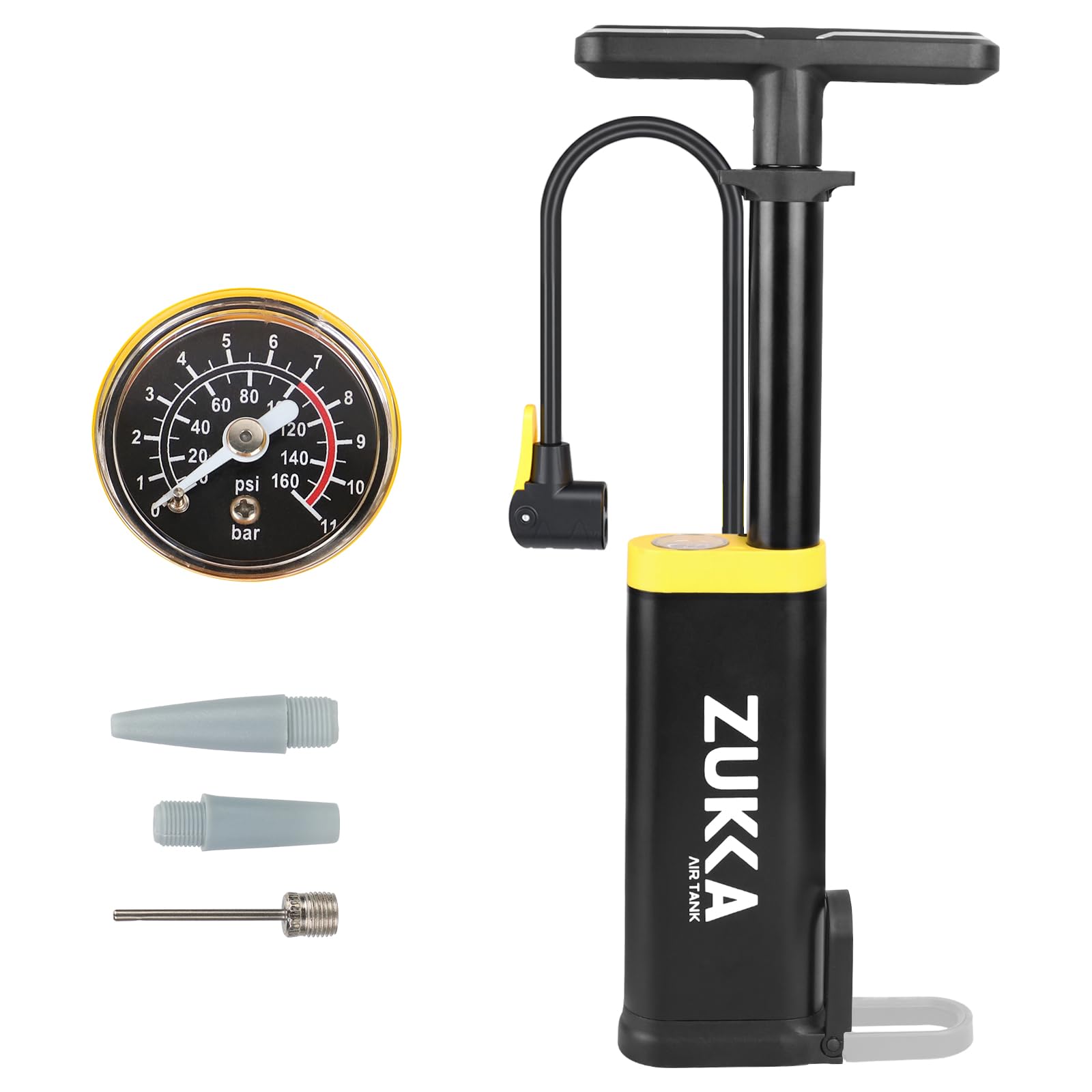 ZUKKA Bike Floor Pump with Gauge 160 PSI High Pressure Bicycle Air Pump Fits Presta and Schrader Valve Bike Tire Pump for MTB Ro