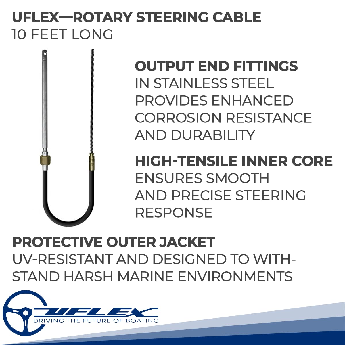 Uflex M66 10' Fast Connect Rotary Steering Cable Universal