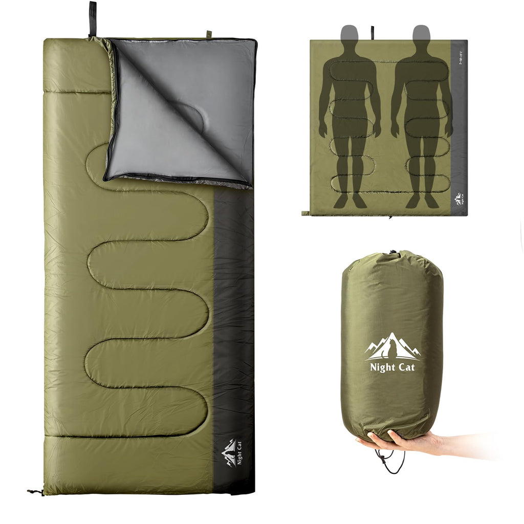 Night Cat Camping Sleeping Bag For Adults 3 Seasons Portable Lightweight Backpacking Hiking Traveling Indoor Outdoor Temperature