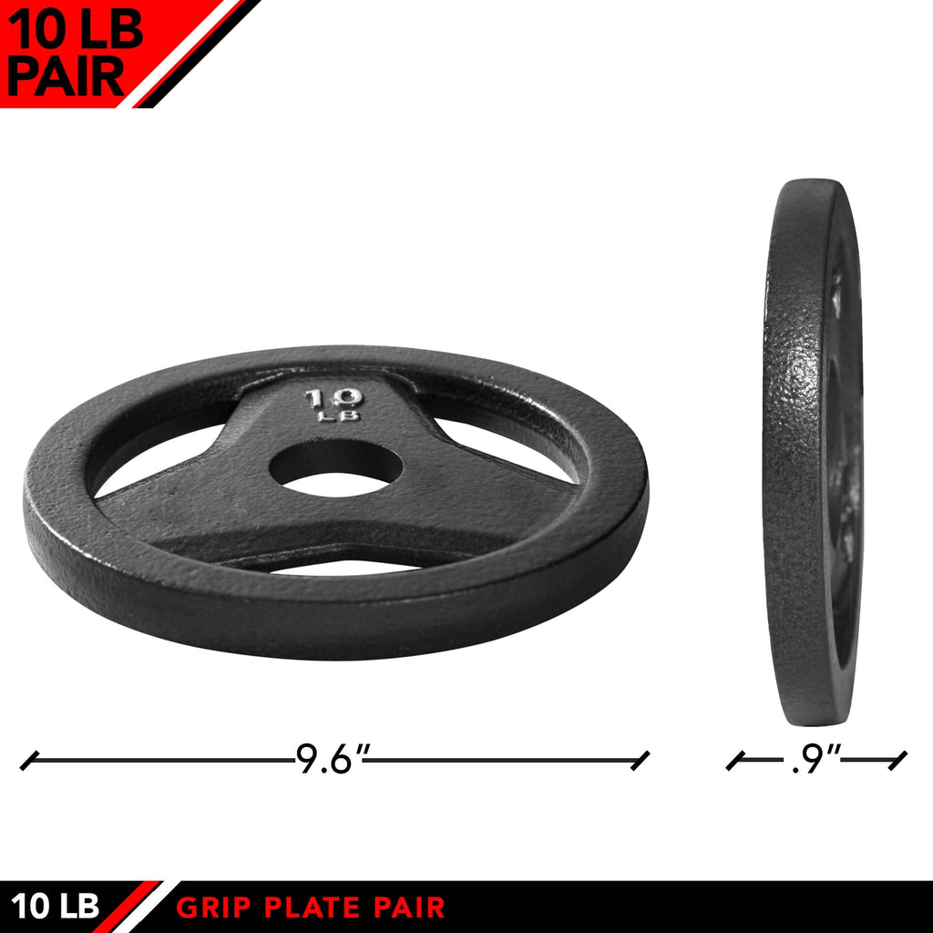 Jfit Cast Iron Olympic 2-Inch Grip Plate For Barbell, Set Of 2 Plates, 10 Lb