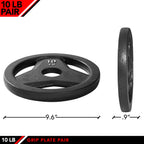 Jfit Cast Iron Olympic 2-Inch Grip Plate For Barbell, Set Of 2 Plates, 10 Lb