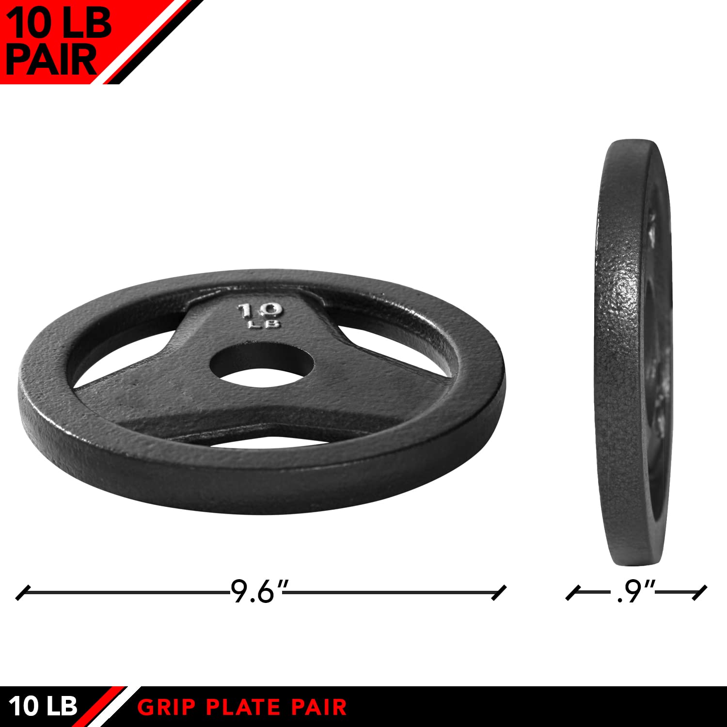 Jfit Cast Iron Olympic 2-Inch Grip Plate For Barbell, Set Of 2 Plates, 10 Lb