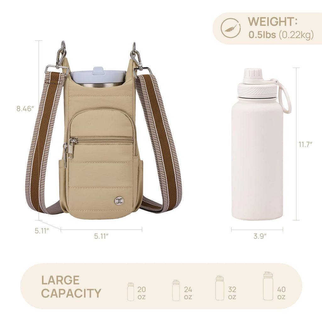 Telena Water Bottle Holder With Strap Crossbody Bags For Women For Walking, Hiking, Cycling Khaki