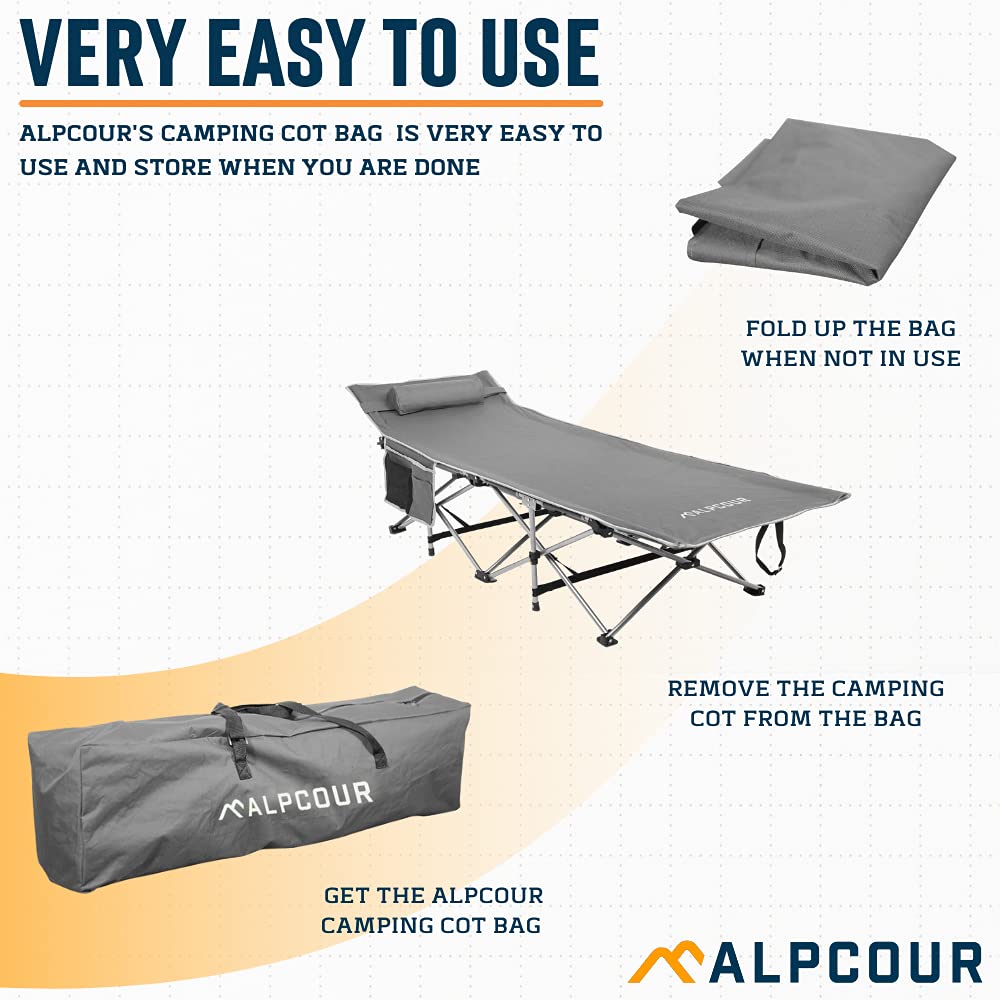 Alpcour Camping Cot Bag?For Outdoor Camping, Travel And Beach - 42 Inch Heavy Duty Polyester Fabric Replacement Bag Fits Most Co