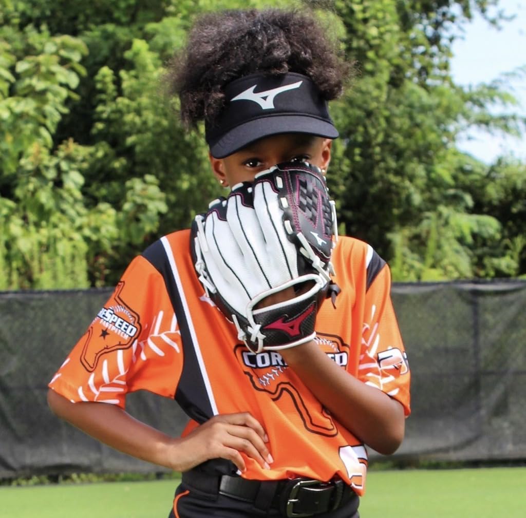 Mizuno Gpp1155F3 Prospect Finch Series Youth Softball Gloves, 11.5'', Left Hand, White/Black/Pink Trident Web