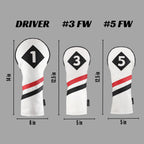 Majek Retro Golf Headcovers White Red And Black Vintage Leather Style 1 3 5 Driver And Fairway Head Covers Fits 460Cc Drivers Cl