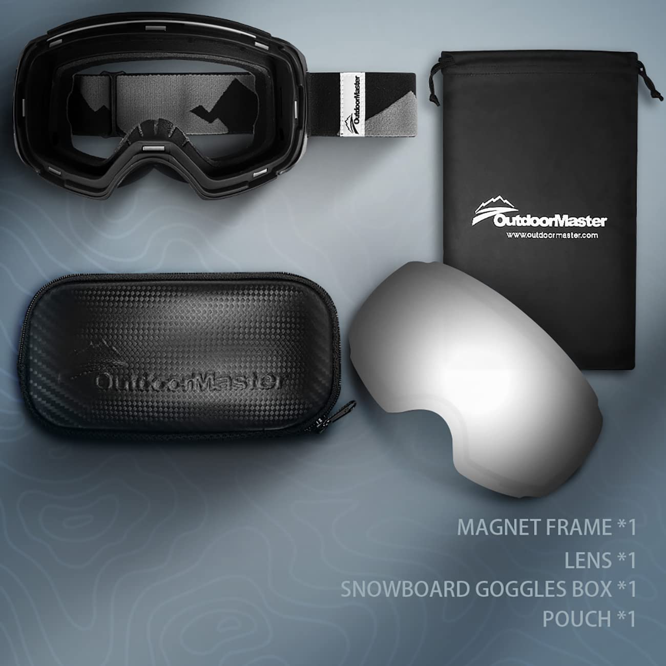 Outdoormaster Ski Goggles Pro - Frameless, Interchangeable Lens 100% Uv400 Protection Snow Goggles For Men & Women (Vlt 10% Grey