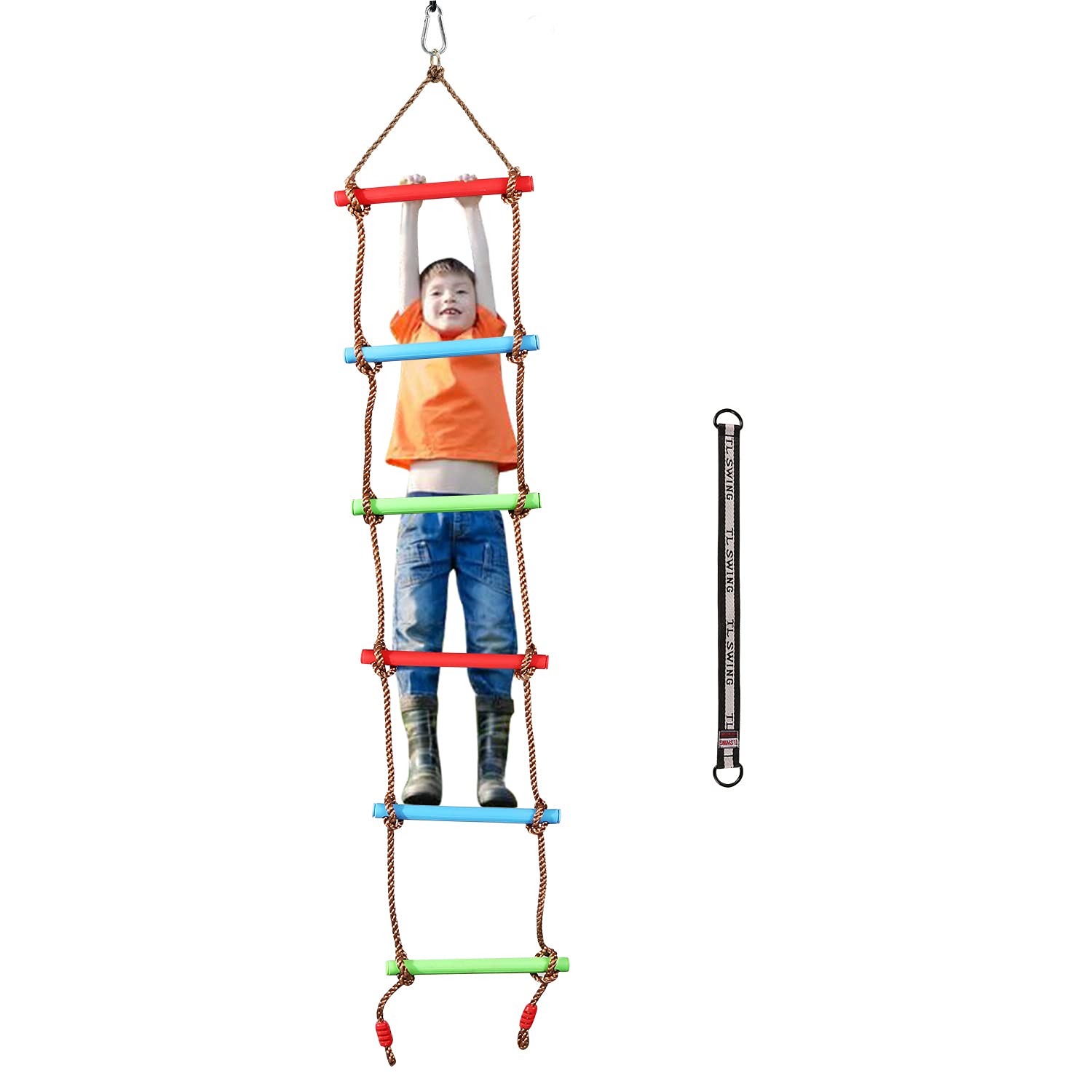 RedSwing 6.6 Ft Rope Ladder for Kids, Climbing Ladder with 1 Strap, Great for Swing Set, Outdoor, Tree House, Playground, Ninja 