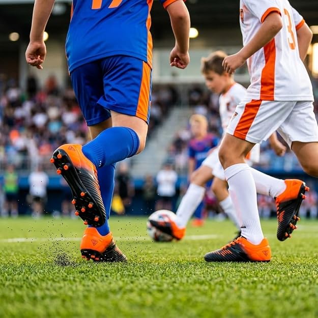 Vizari Liga Kids Firm Ground (FG) Soccer Cleats -Black/Orange, Youth Sizes 8C-Y Under $30