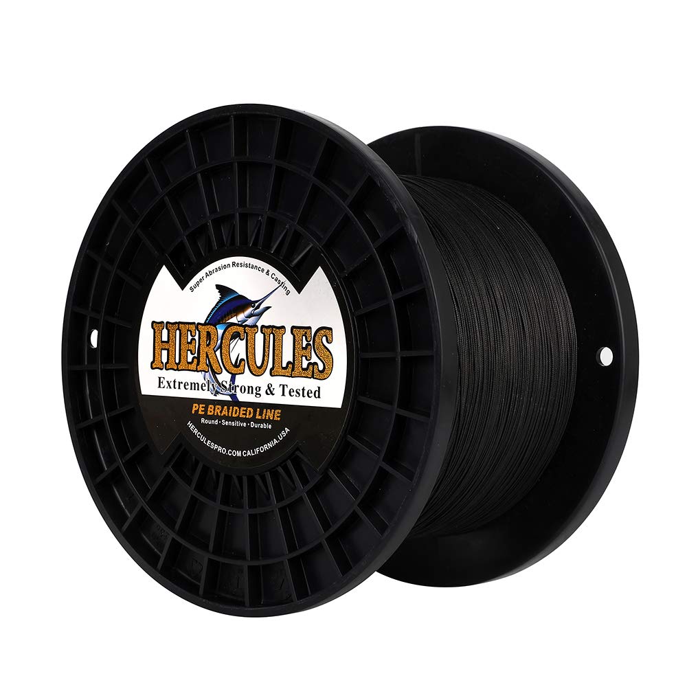 Hercules Braided Fishing Line 2000M 2187Yds 10Lbs-200Lbs Pe Superline 8 Strands (Black 180Lb/81Kg 0.70Mm)