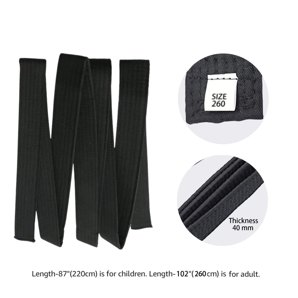 Hithop 8.6Ft Long Soft Black Belt For Martial Arts Karate Taekwondo Judo