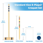 Speedarmis 8 Players Croquet Set - 28In Pine Wooden Mallets, Colored Pe Ball, Wickets, End Stakes, Lawn Backyard Outdoor Game Se