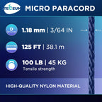 Teceum Micro Paracord - Navy Blue - 1.18 Mm X 125 Ft - Micro Utility Cord - Thin Braided Paracord Rope Nylon Polyester - Wind Ch