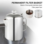Apoxcon Coffee Percolator Bundle With 2 Mugs Stainless Steel Coffee Maker With Heat Resistant Tough Glass Knob & Foldable Handle