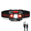 Vekkia LED Headlamp Rechargeable - 5 Lighting Modes,White & Red LEDs Head Lamp, Camping Accessories Gear. IPX4 Waterproof Headli