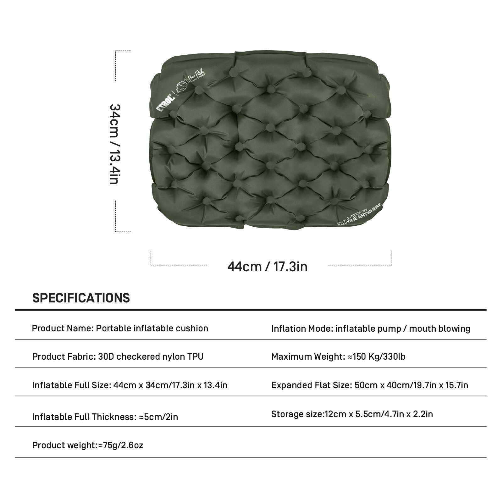 Portable Inflatable Seat Cushion, Lightweight Camping Air Sitting Pad With Storage Bag And Repair Cloths, Waterproof Air Bleache