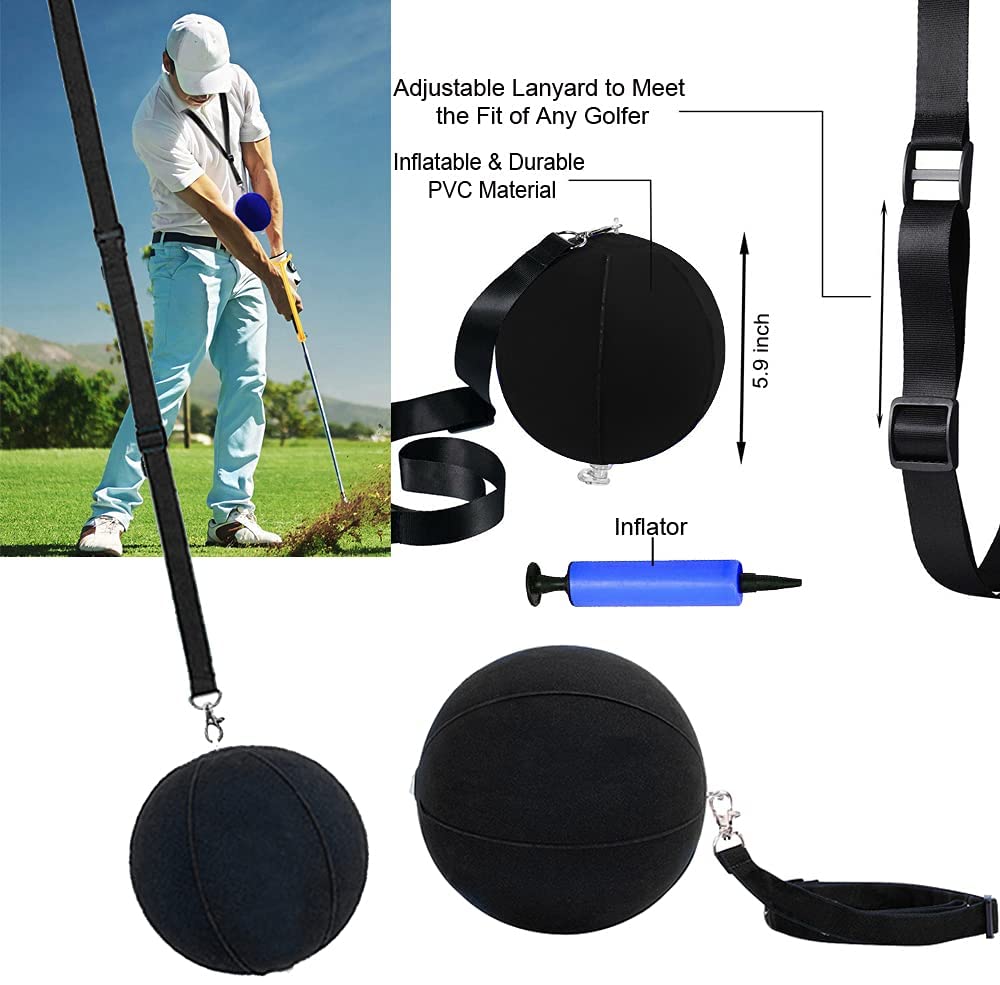 Finger Ten Golf Smart Ball Training Aid Impact Inflatable Balls With Air Pump Adjustable Lanyard Assist Teaching Posture Correct