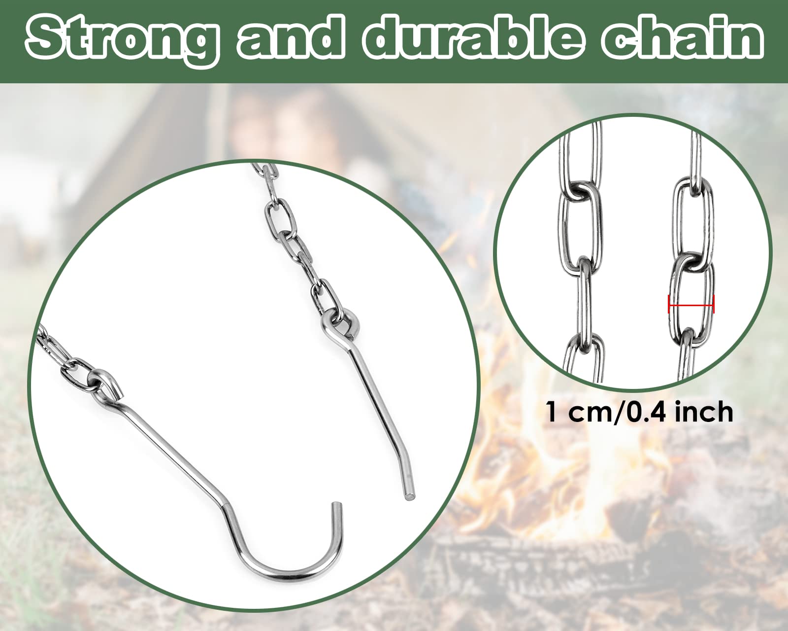 Ds. Distinctive Style Camping Tripod Board Turn Branches Into Stainless Steel Campfire Tripod With Adjustable Chain Camp Grill A