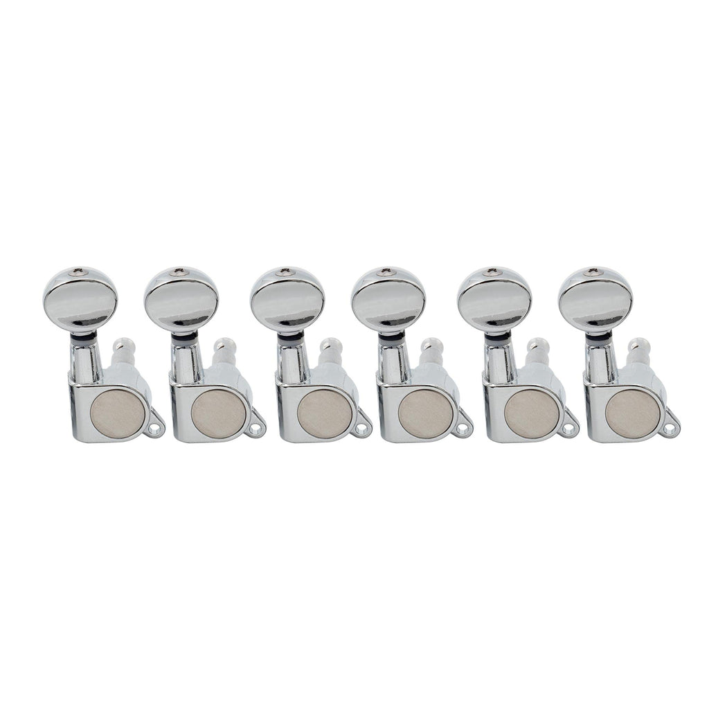 Musiclily 6 Inline Sealed Guitar Tuners Tuning Pegs Machine Heads Set,Kidney Button Chrome