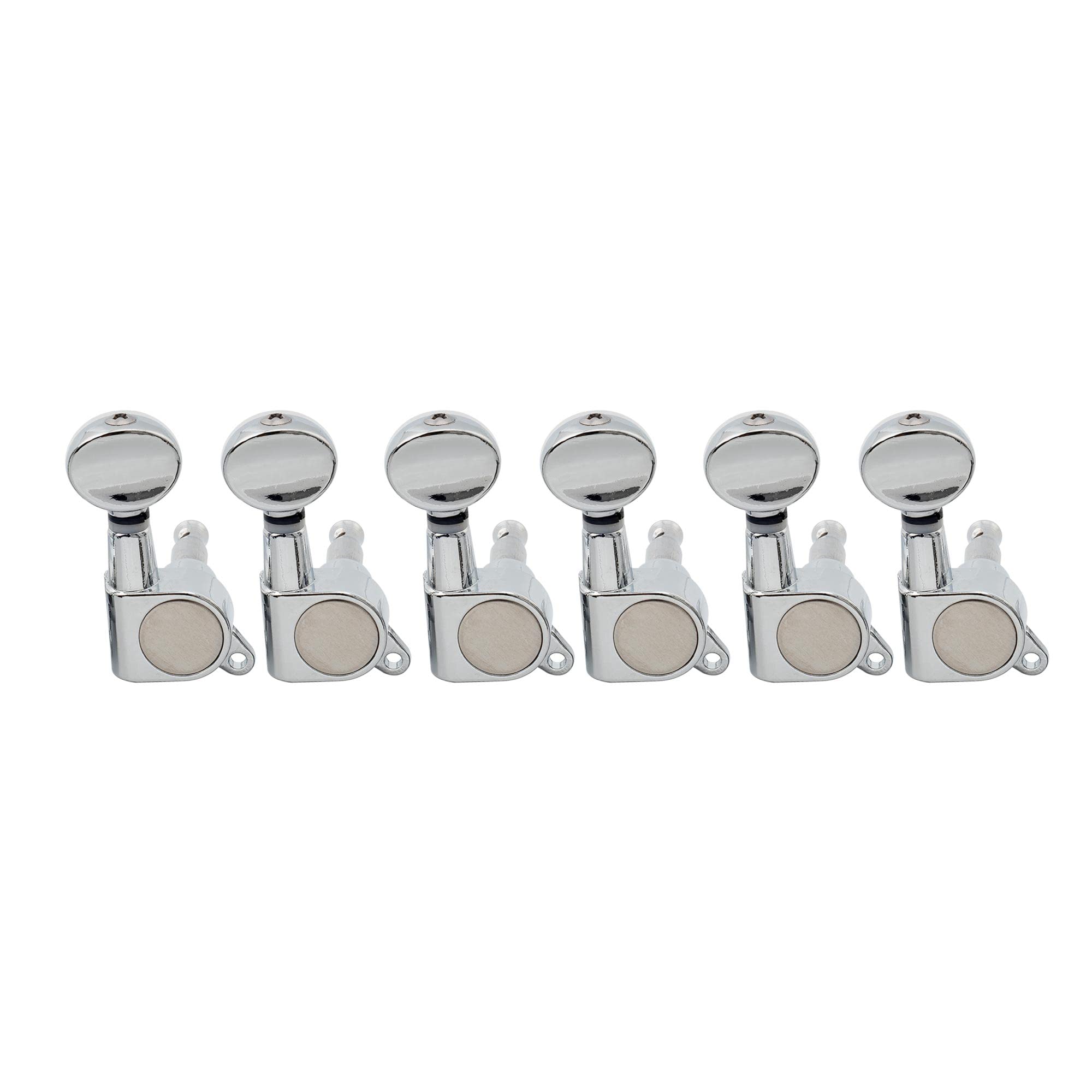 Musiclily 6 Inline Sealed Guitar Tuners Tuning Pegs Machine Heads Set,Kidney Button Chrome