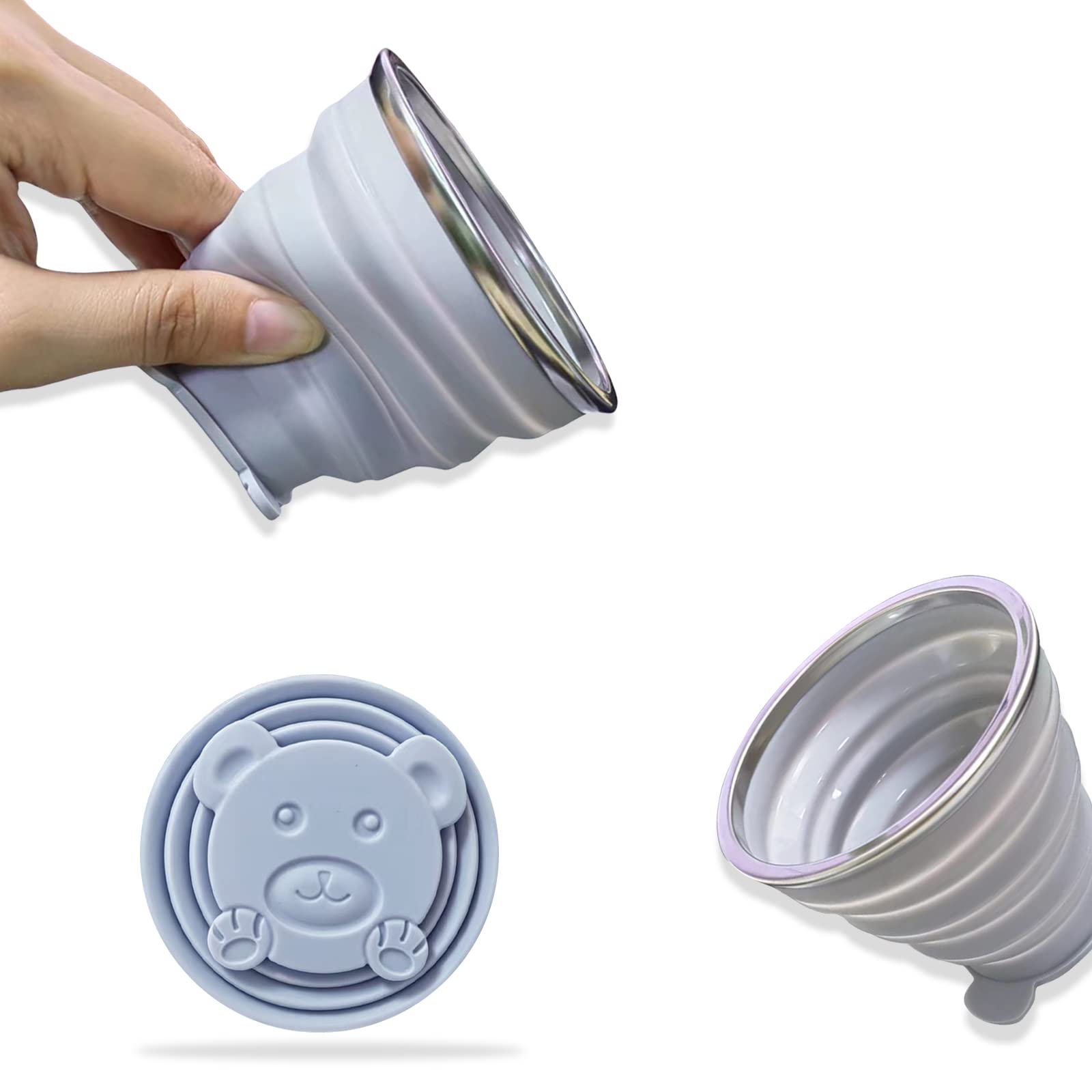 Nintora-C Collapsible Cup, Silicone Collapsible Travelcup, Expandable Folding Camping Drinking Cups With Lids Reusable Small Por