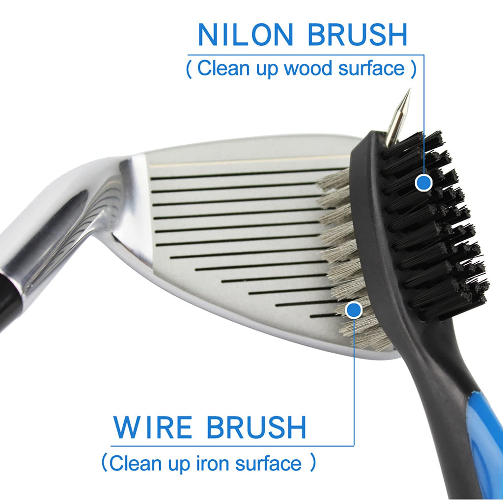 Vipmoon Golf Clean Tool Sets, Retractable Golf Club Brush And 2 Golf Club Groove Sharpener For U & V-Grooves, Portable Golf Brus