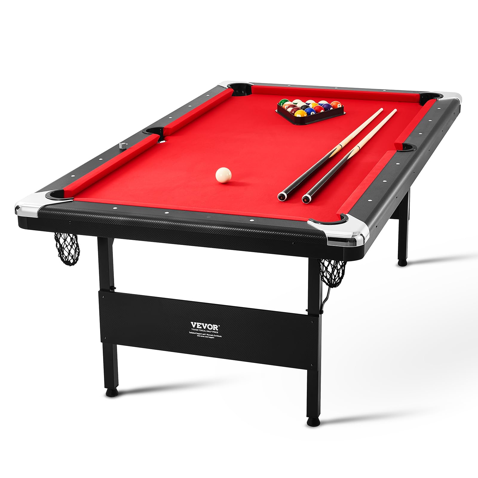 VEVOR Billiards Table, 7 ft Pool Table, Portable Foldable Space-Saving Table, Billiard Table Set Includes Balls, Cues, Chalks an