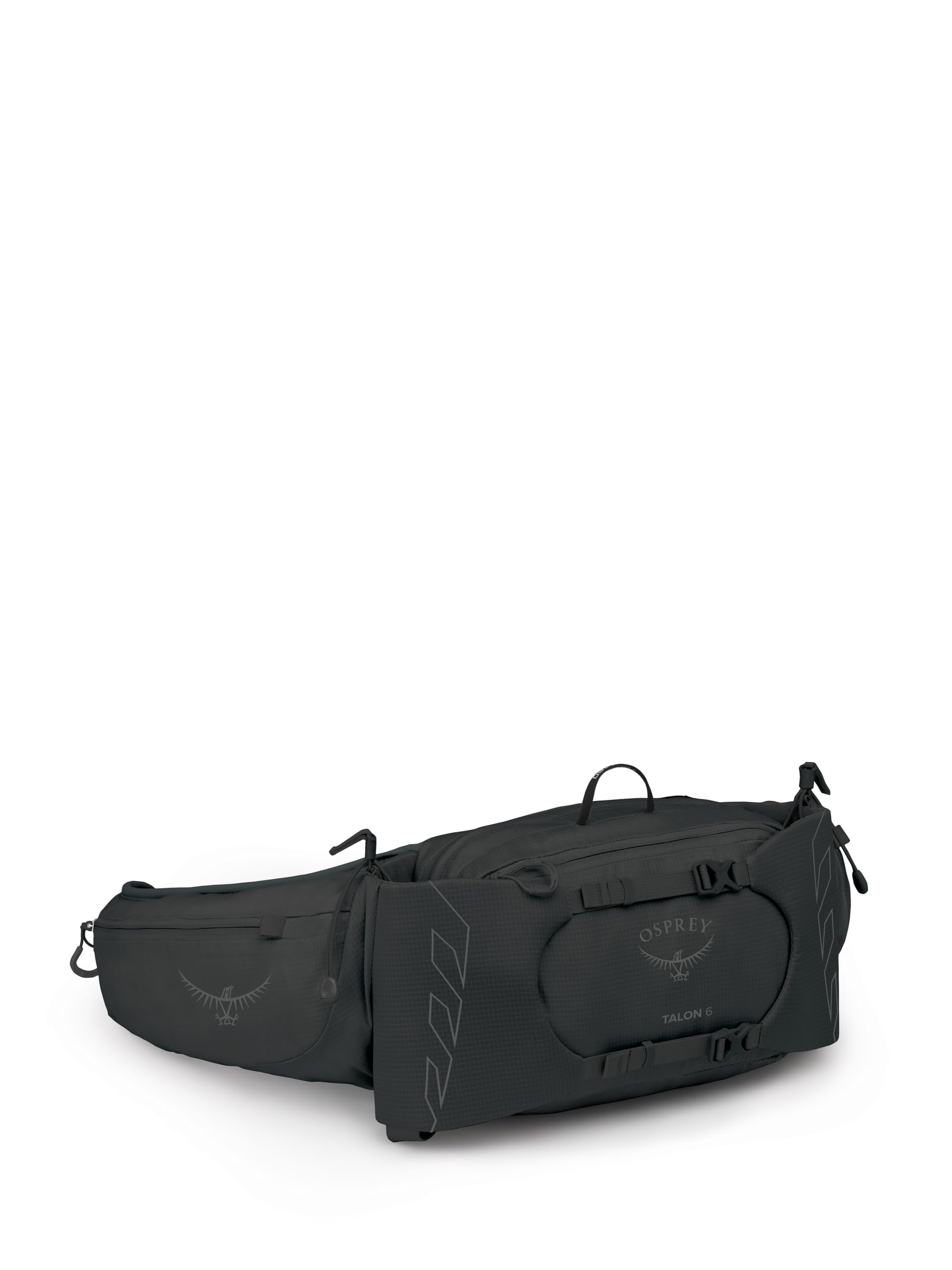 Osprey Talon 6L Mens Lumbar Hiking Waist Pack - Fanny Pack with Water Bottle Holders, Black/Coal Grey, Extended Fit