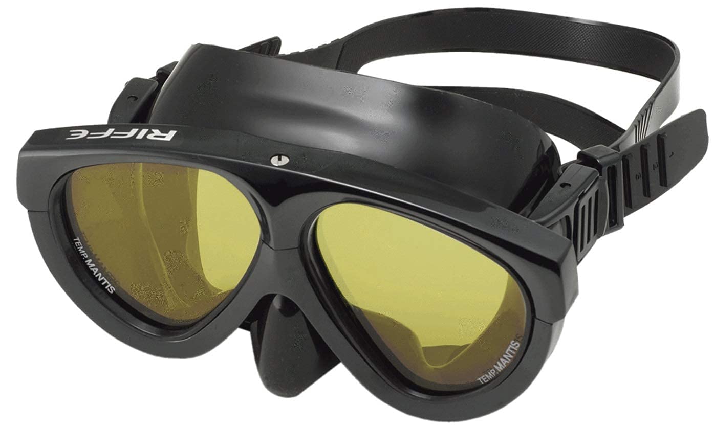 Riffe Mantis Mask For Diving And Spearfishing (Black W/Amber Lens)