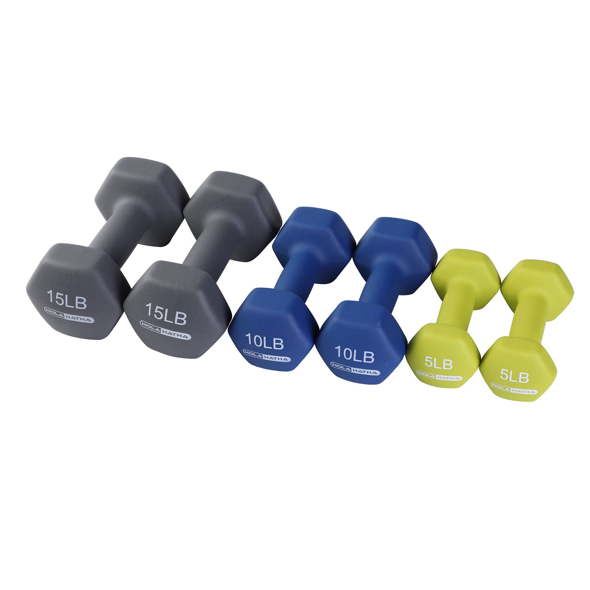 Holahatha Hex Dumbbell Weight Training Home Gym Equipment Set With 5, 10, And 15 Pound Fitness Hand Weights And Storage Organiza