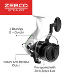 Zebco Bite Alert Spinning Reel And Fishing Rod Combo, 7-Foot 2-Piece Fiberglass Fishing Pole, Extended Eva Handle, Size 60 Reel,