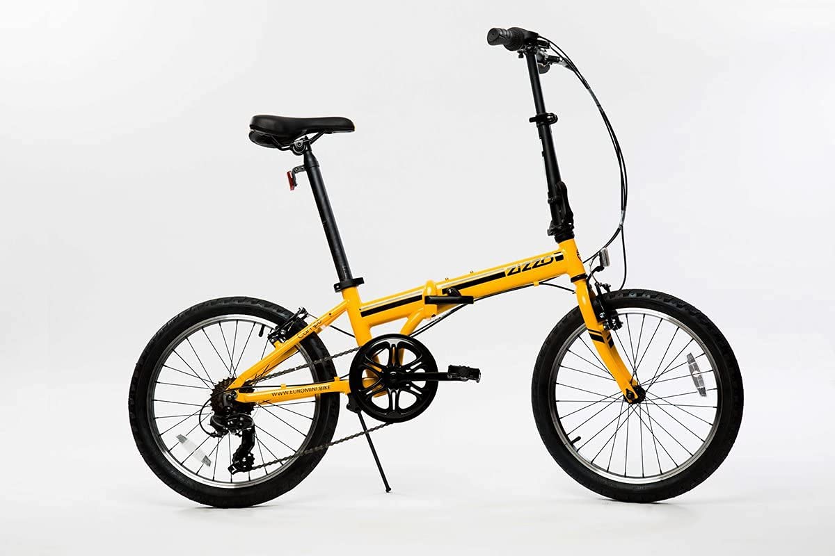 ZiZZO Campo 20 inch Folding Bike with 7-Speed, Adjustable Stem, Light Weight Frame (Black)