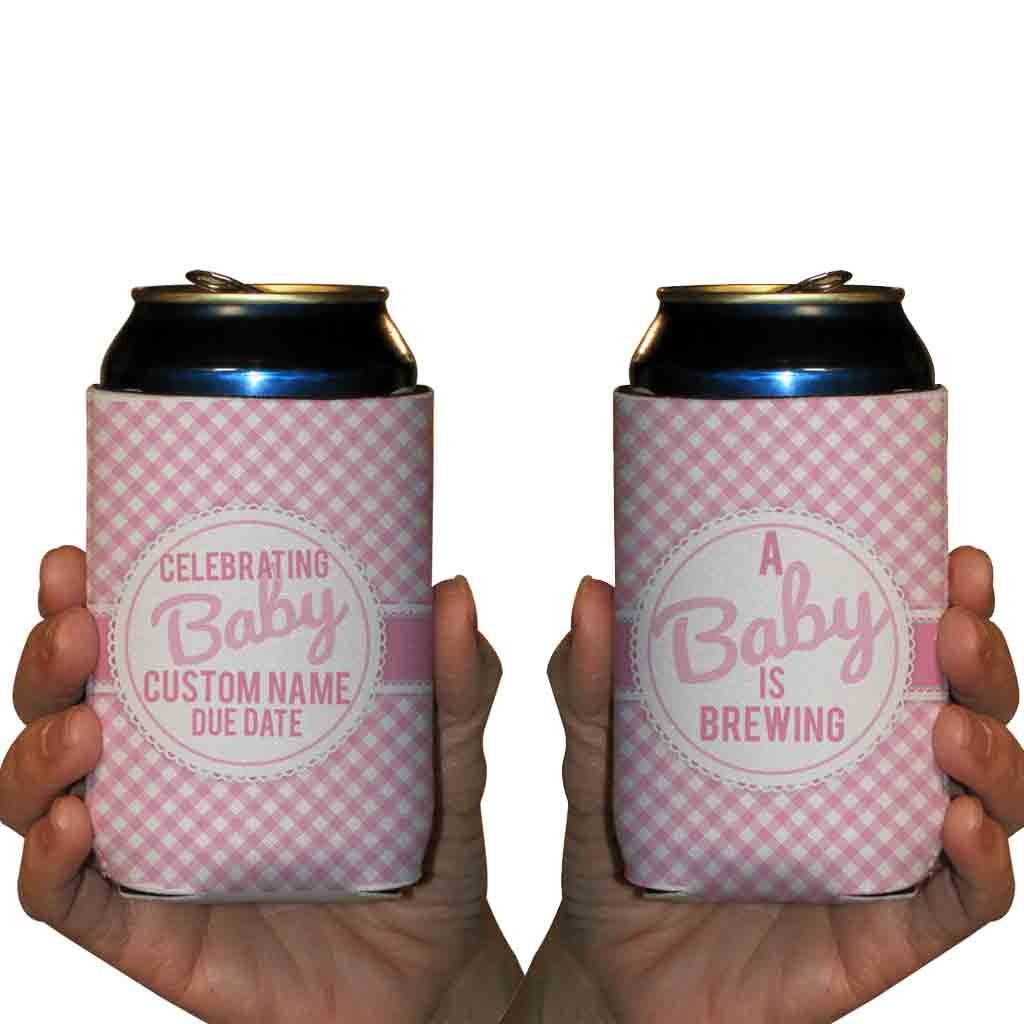 Victorystore Can And Beverage Coolers - Custom Baby Shower,A Baby Is Brewing Baby Girl Design, Set Of 12