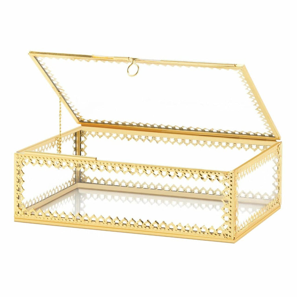 Accent Plus Glass Jewelry Box With Gold Frame