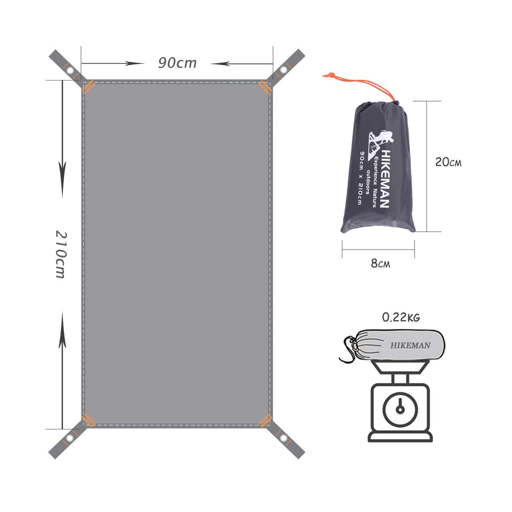 Hikeman Waterproof Camping Tarp Portable Tent Footprint With Drawstring Bag Ground Cloth For Outdoor Hiking Picnic (Grey 83X35)