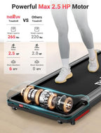 Therun Walking Pad, 2.5 Hp Under Desk Treadmill With Remote Control For Walking And Jogging, 265Lbs Capacity Widen Running Belt